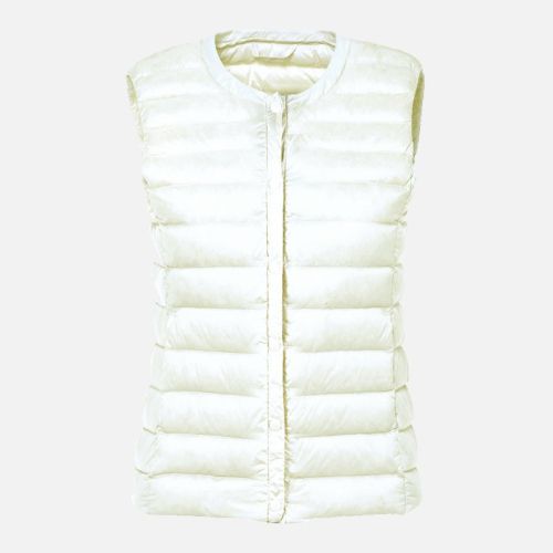 Women's Ultra Light Duck Down Vest Autumn Winter Warm Round Collar Sleeveless Coat 2019 Light Weight Korean All Match Thin Vests - beige - XXL